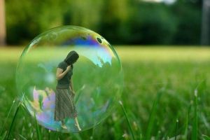 woman in a bubble